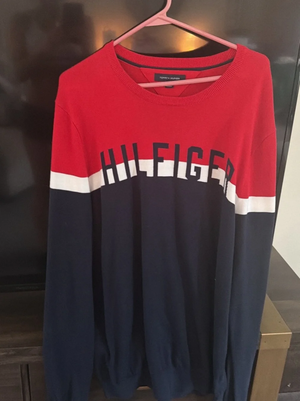 Tommy Hilfiger Red, Navy & White Crewneck Sweater